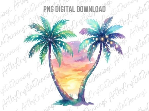 Download Whimsical Sunset Palm Trees PNG - Palm trees Collection