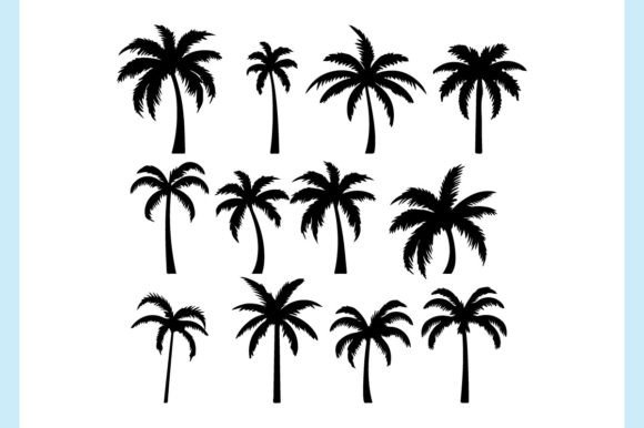 Download Black Palm Trees Silhouette 3 - Palm trees Collection